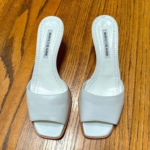 Manolo Blahnik White mules